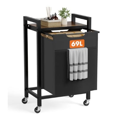 Laundry Hamper With 4 Pull-Out Removable Laundry Bags Clothing Sorter With Shelf And Wheels